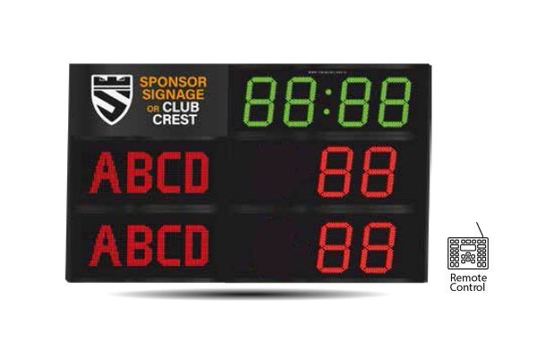 led rugby soccer scoreboard rg-4 with clock