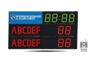 led rugby soccer scoreboard rg-6 with clock