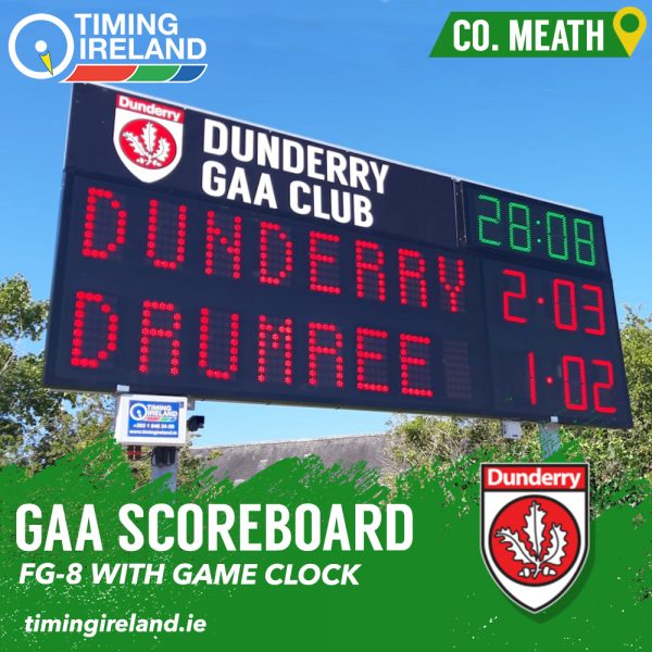 Dunderry FG-8 with Clock GAA Scoreboard
