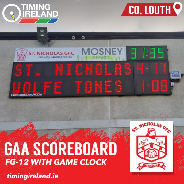 St Nicholas FG12 with Clock GAA Scoreboard